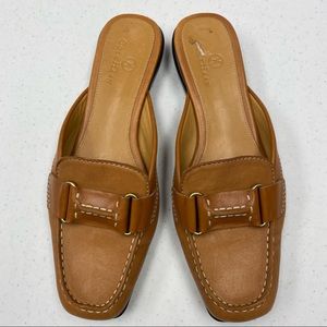 Cole Haan Leather Slide Nike Air Soles Caramel Tan Color Size 6 1/2 B